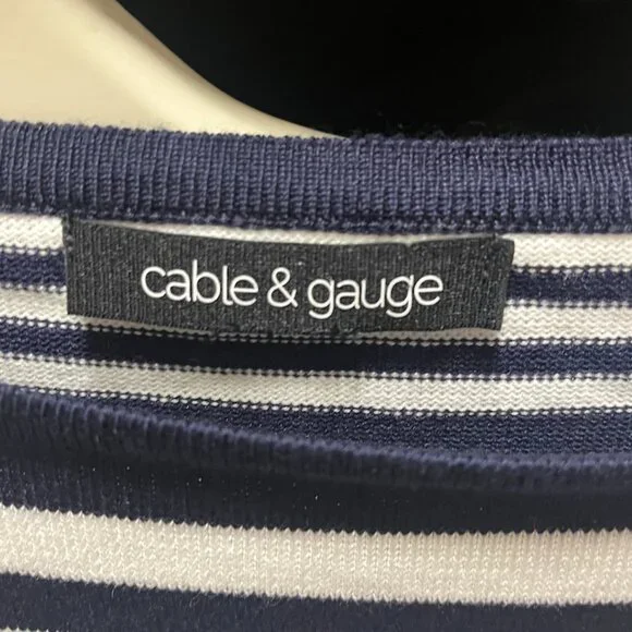 NWOT Cable & Guage Navy & White Striped Sweater - Picture 3 of 6